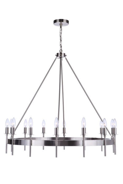 ##Antique Hardware## Larrson 14 Light Chandelier in Brushed Polished Nickel