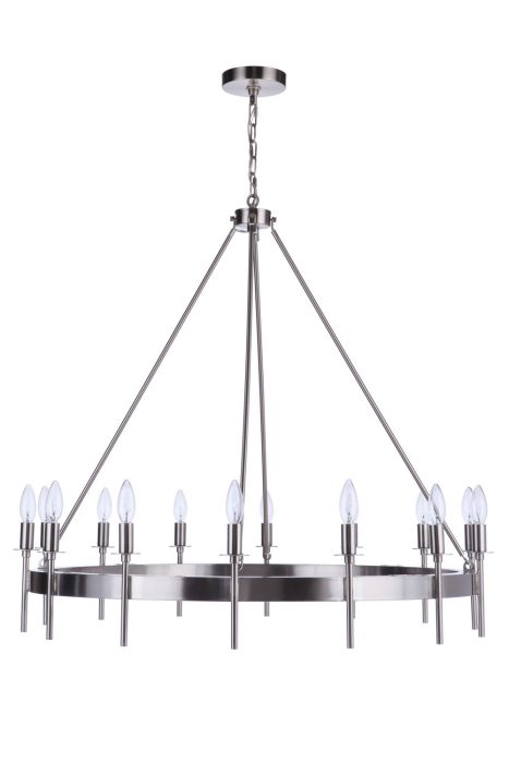 ##Antique Hardware## Larrson 14 Light Chandelier in Brushed Polished Nickel