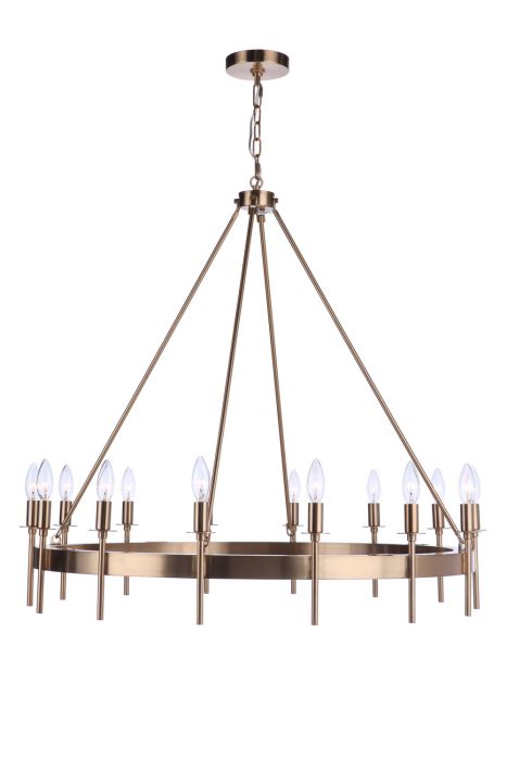 ##Antique Hardware## Larrson 14 Light Chandelier in Satin Brass