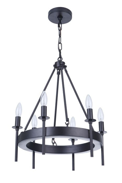 ##Antique Hardware## Larrson 6 Light Chandelier in Flat Black