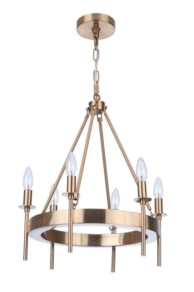 ##Antique Hardware## Larrson 6 Light Chandelier in Satin Brass