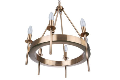 ##Antique Hardware## Larrson 6 Light Chandelier in Satin Brass