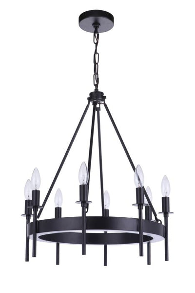 ##Antique Hardware## Larrson 8 Light Chandelier in Flat Black