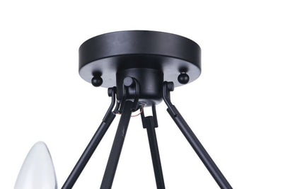 ##Antique Hardware## Larrson 6 Light Semi Flush in Flat Black