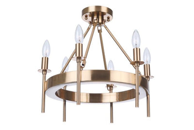 ##Antique Hardware## Larrson 6 Light Semi Flush in Satin Brass