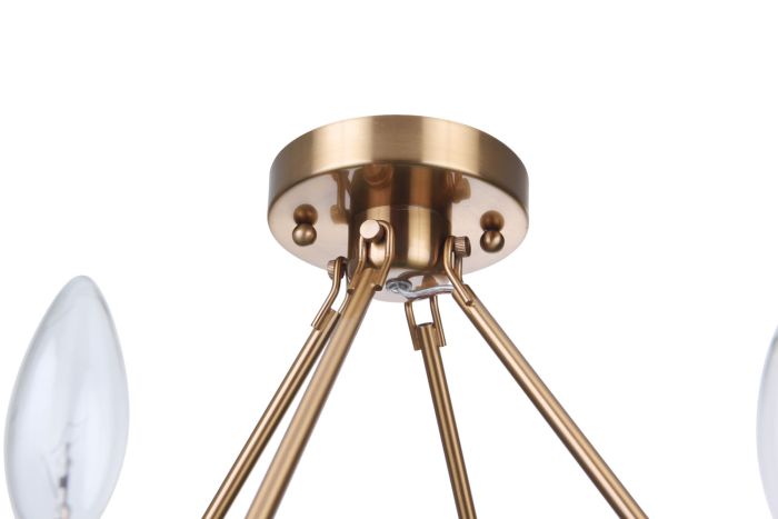 ##Antique Hardware## Larrson 6 Light Semi Flush in Satin Brass