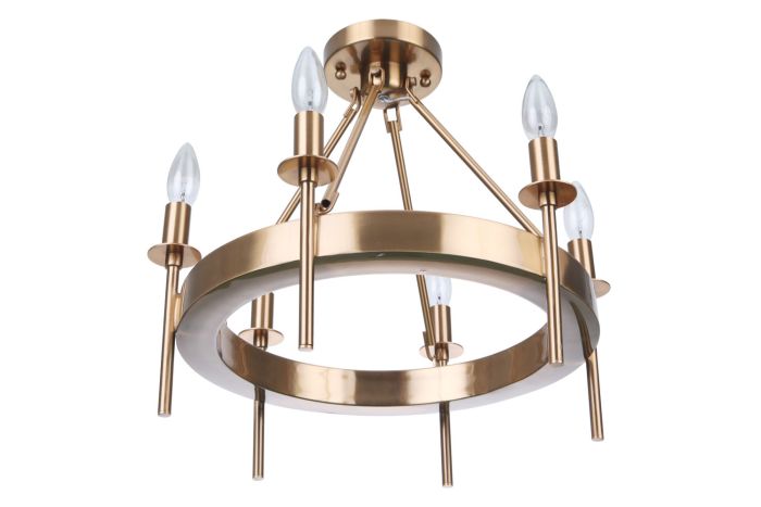 ##Antique Hardware## Larrson 6 Light Semi Flush in Satin Brass