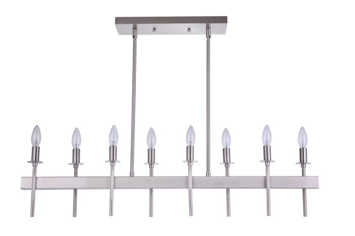 ##Antique Hardware## Larrson 8 Light Island in Brushed Polished Nickel