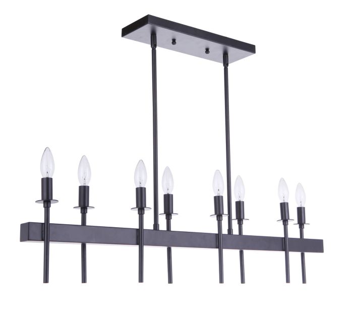 ##Antique Hardware## Larrson 8 Light Island in Flat Black