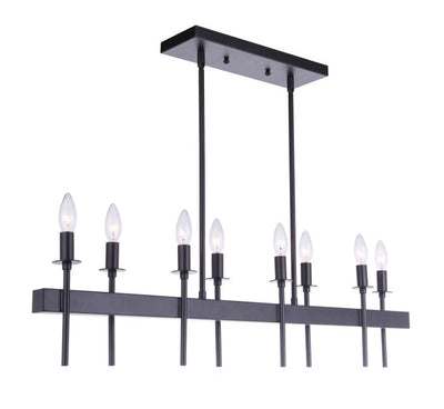 ##Antique Hardware## Larrson 8 Light Island in Flat Black