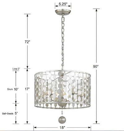 ##Antique Hardware## Layla 5 Light Antique Silver Chandelier