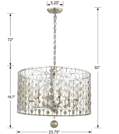 ##Antique Hardware## Layla 6 Light Antique Silver Chandelier