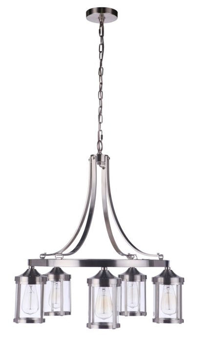 Antique Hardware Elliot 5 Light Chandelier in Brushed Polished Nickel Chandelier