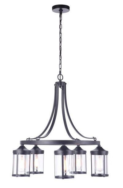 Antique Hardware Elliot 5 Light Chandelier in Flat Black Chandelier