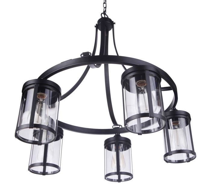 Antique Hardware Elliot 5 Light Chandelier in Flat Black Chandelier