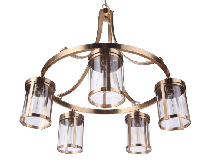 Antique Hardware Elliot 5 Light in Satin Brass Chandelier