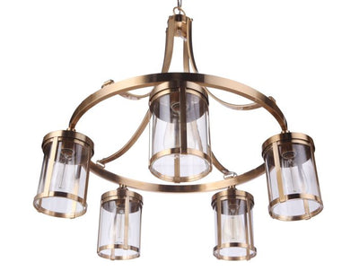 Antique Hardware Elliot 5 Light in Satin Brass Chandelier