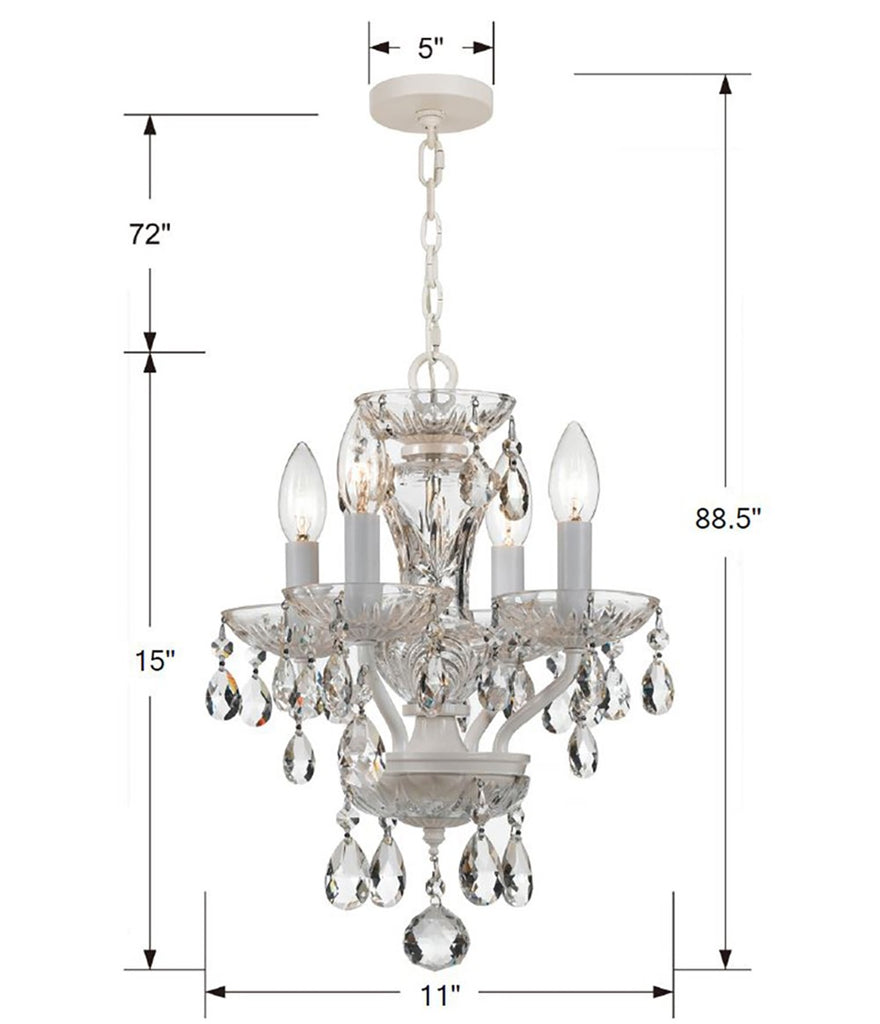 ##Antique Hardware## Traditional Crystal 4 Light Spectra Crystal Wet White Mini Chandelier