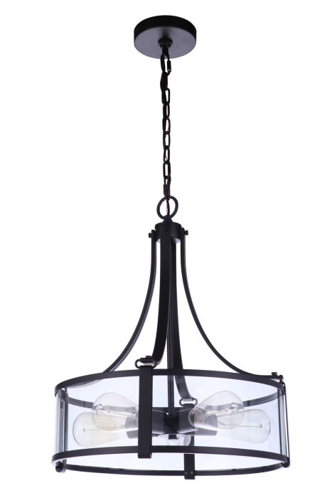 Antique Hardware Elliot 5 Light Pendant in Flat Black Pendant