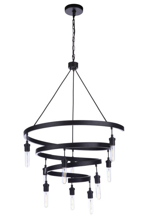 ##Antique Hardware## Tranquil 10 Light Chandelier in Flat Black