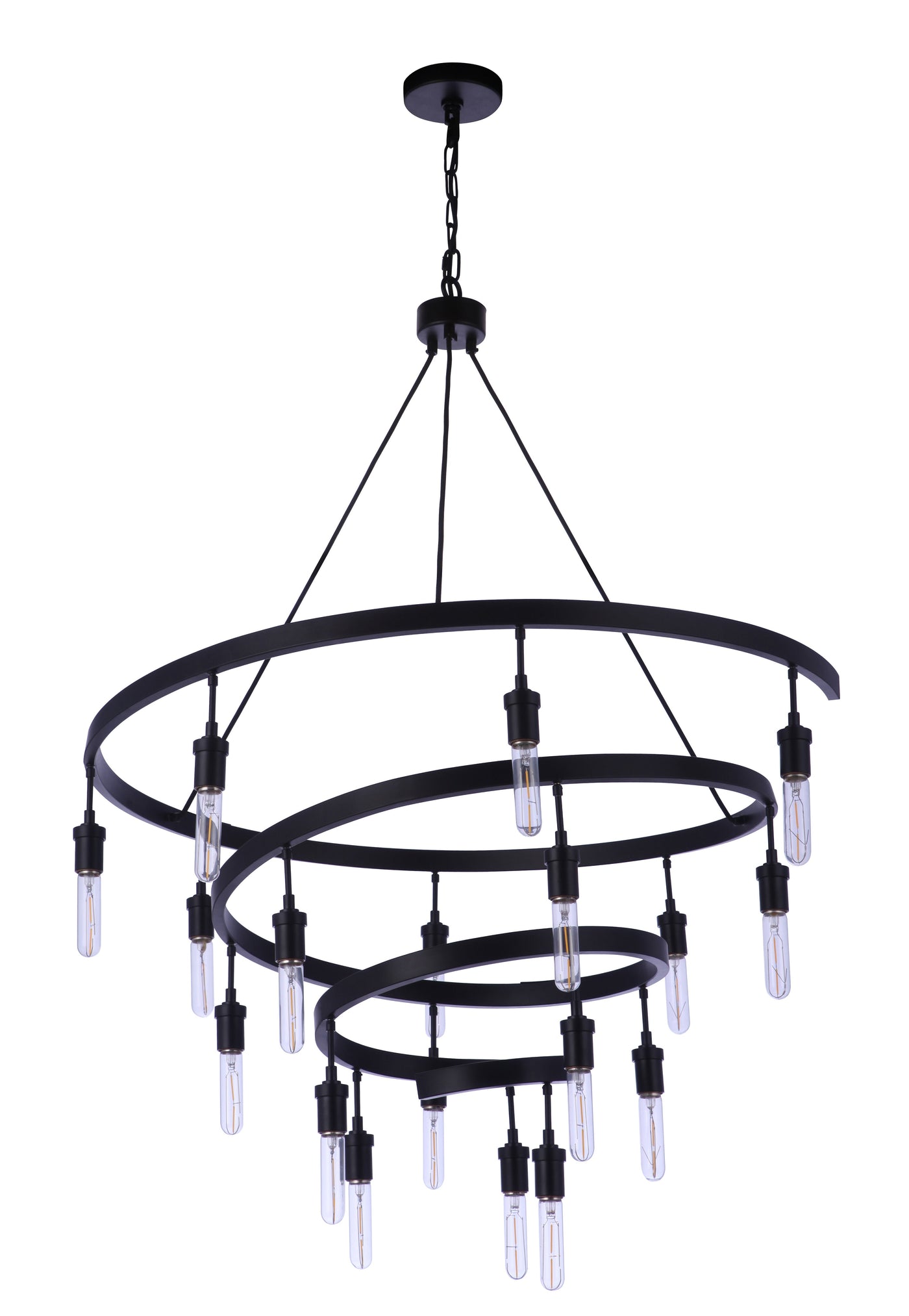 ##Antique Hardware## Tranquil 18 Light Chandelier in Flat Black