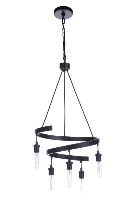 ##Antique Hardware## Tranquil 5 Light Chandelier in Flat Black