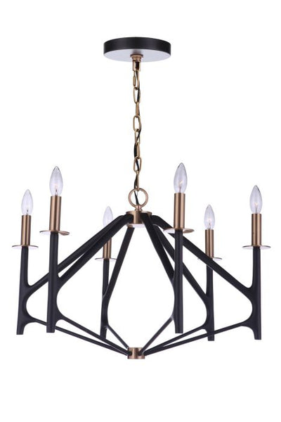 ##Antique Hardware## The Reserve 6 Light Chandelier in Flat Black/Satin Brass