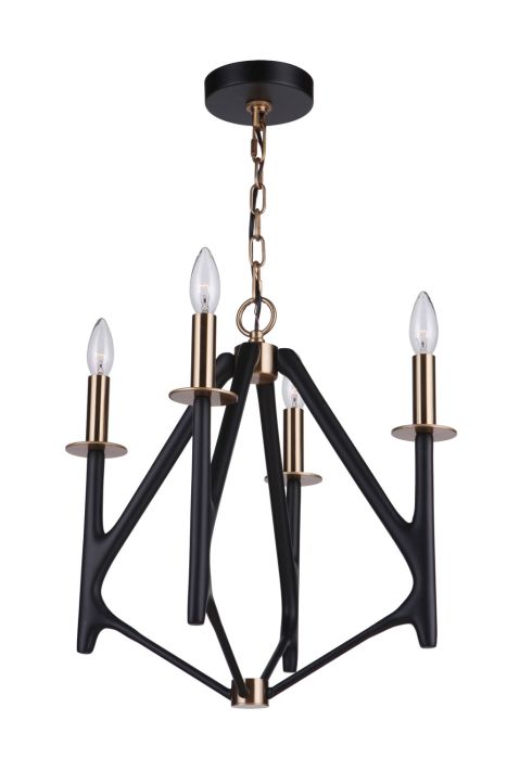 ##Antique Hardware## The Reserve 4 Light Chandelier in Flat Black/Satin Brass