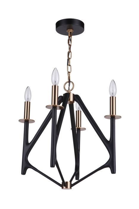 ##Antique Hardware## The Reserve 4 Light Chandelier in Flat Black/Satin Brass