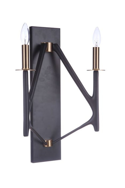 ##Antique Hardware## The Reserve 2 Light Wall Sconce in Flat Black/Satin Brass