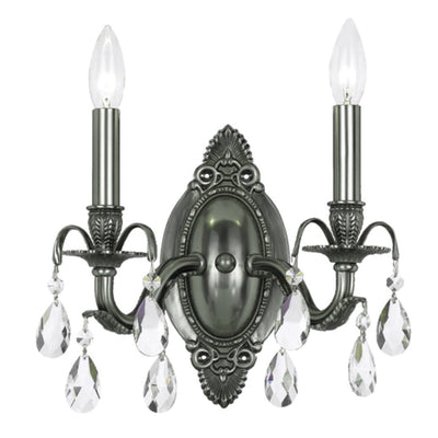 Antique Hardware Dawson 2 Light Hand Cut Crystal Pewter Sconce Wall Sconce