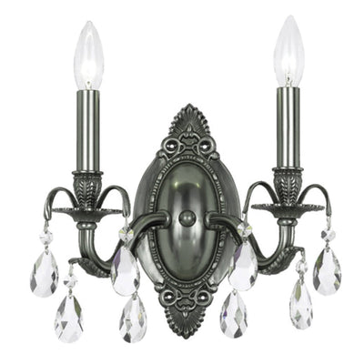 Antique Hardware Dawson 2 Light Swarovski Strass Crystal Pewter Sconce Wall Sconce