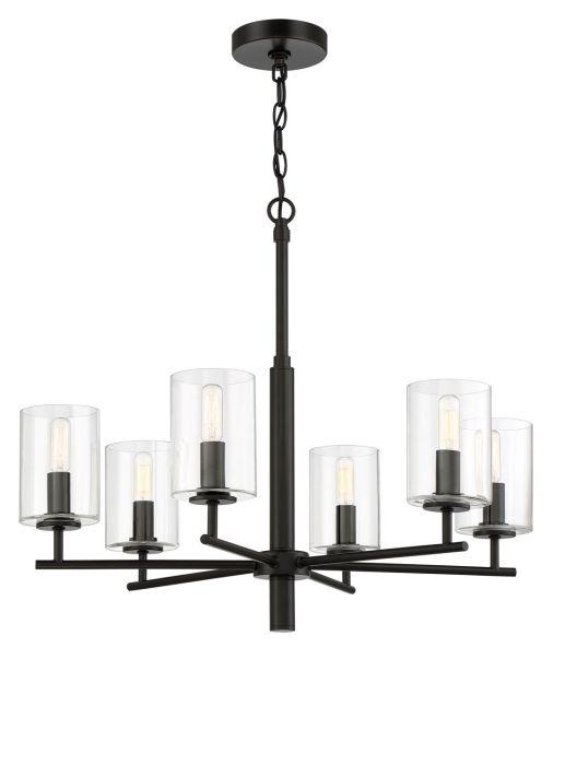 Antique Hardware Hailie 6 Light Chandelier in Flat Black Chandelier