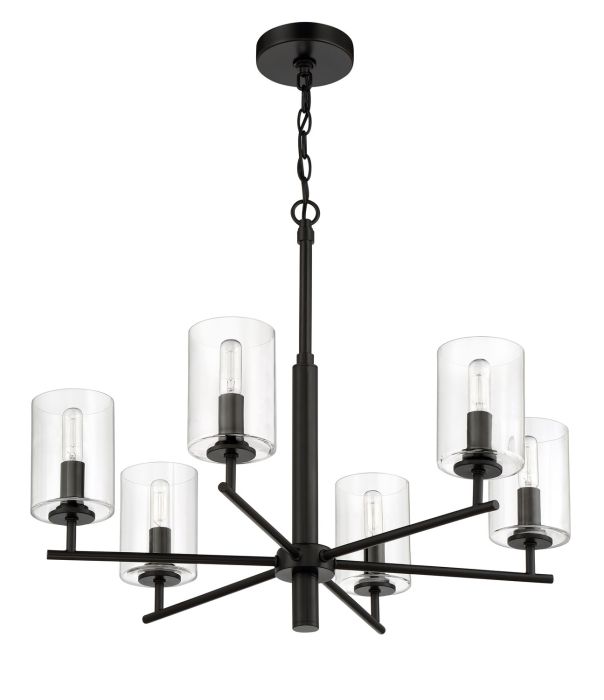 Antique Hardware Hailie 6 Light Chandelier in Flat Black Chandelier