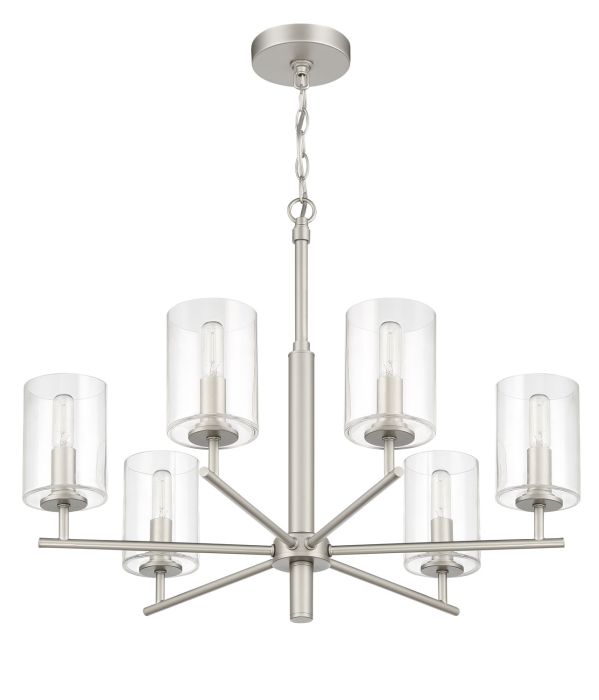 Antique Hardware Hailie 6 Light Chandelier in Satin Nickel Chandelier