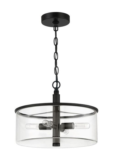 ##Antique Hardware## Hailie 4 Light Convertible Semi Flush in Flat Black