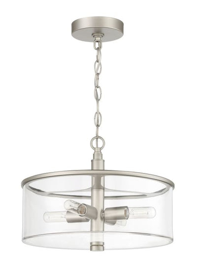 ##Antique Hardware## Hailie 4 Light Convertible Semi Flush in Satin Nickel