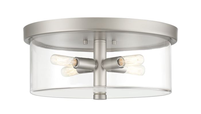 ##Antique Hardware## Hailie 4 Light Flushmount in Satin Nickel