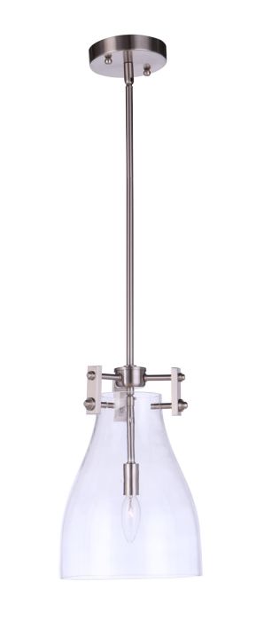 Antique Hardware Chardonnay 1 Light Mini Pendant in Brushed Polished Nickel Pendant