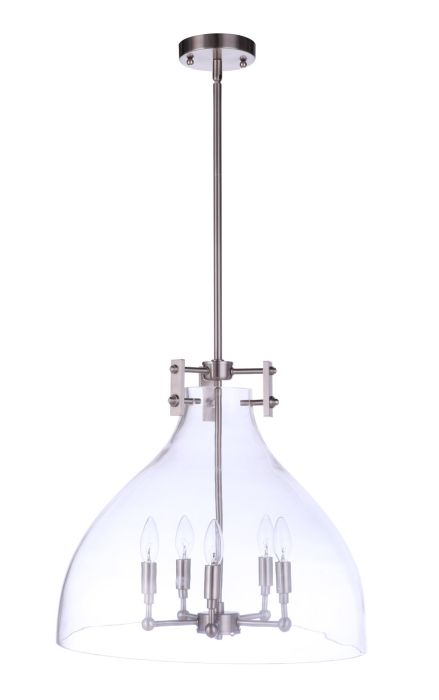 Antique Hardware Chardonnay 5 Light Pendant in Brushed Polished Nickel Pendant