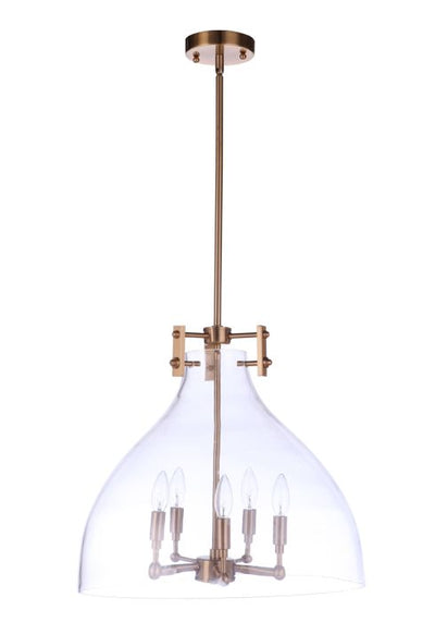 Antique Hardware Chardonnay 5 Light Pendant in Brushed Polished Nickel Pendant