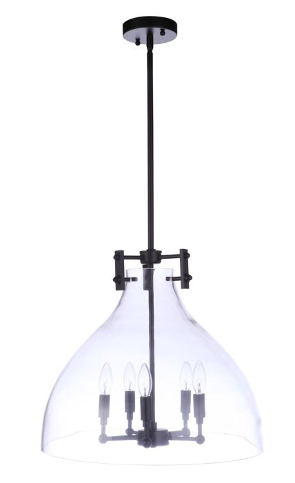 Antique Hardware Chardonnay 5 Light Pendant in Flat Black Pendant