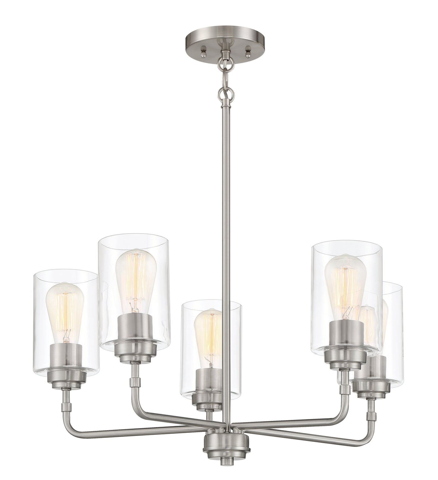 ##Antique Hardware## Stowe 5 Light Chandelier in Brushed Polished Nickel