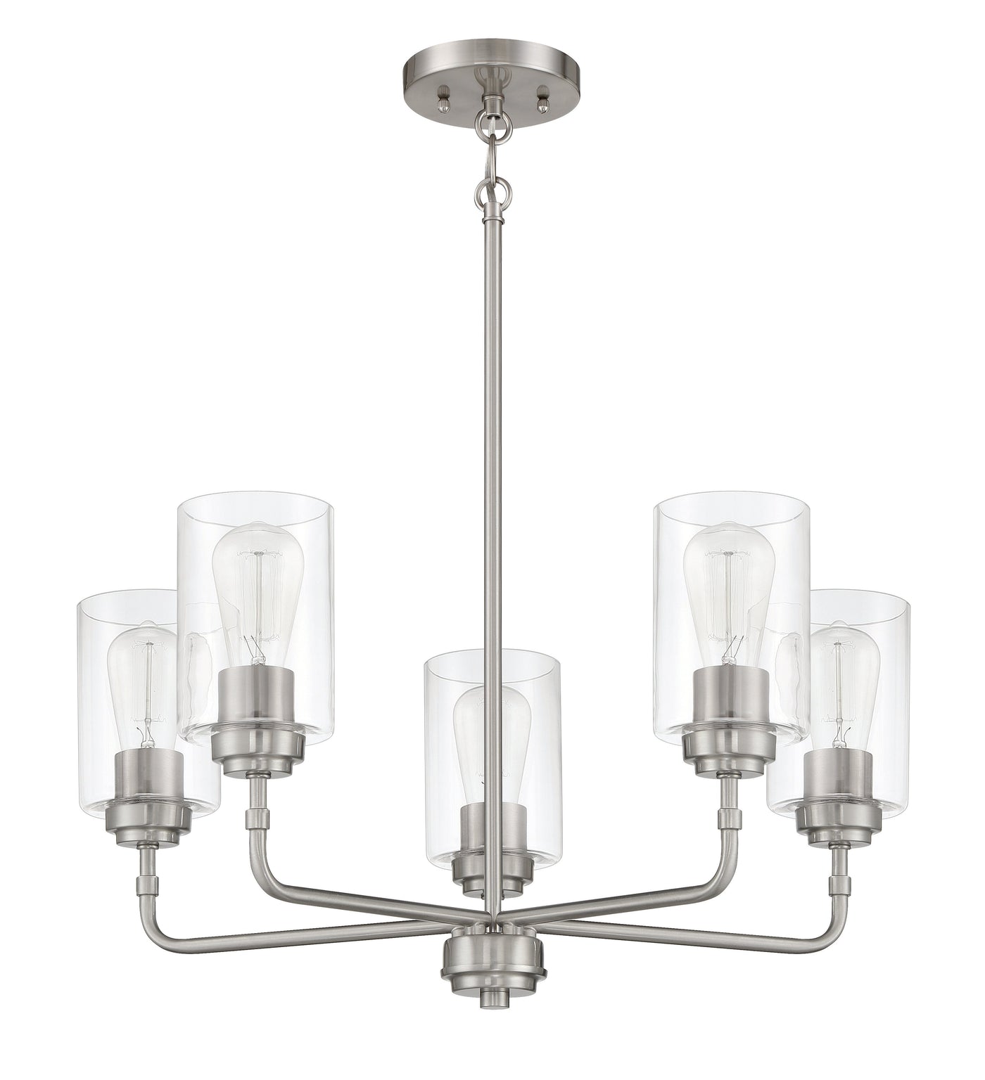 ##Antique Hardware## Stowe 5 Light Chandelier in Brushed Polished Nickel