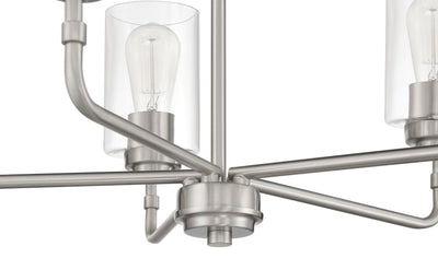 ##Antique Hardware## Stowe 5 Light Chandelier in Brushed Polished Nickel