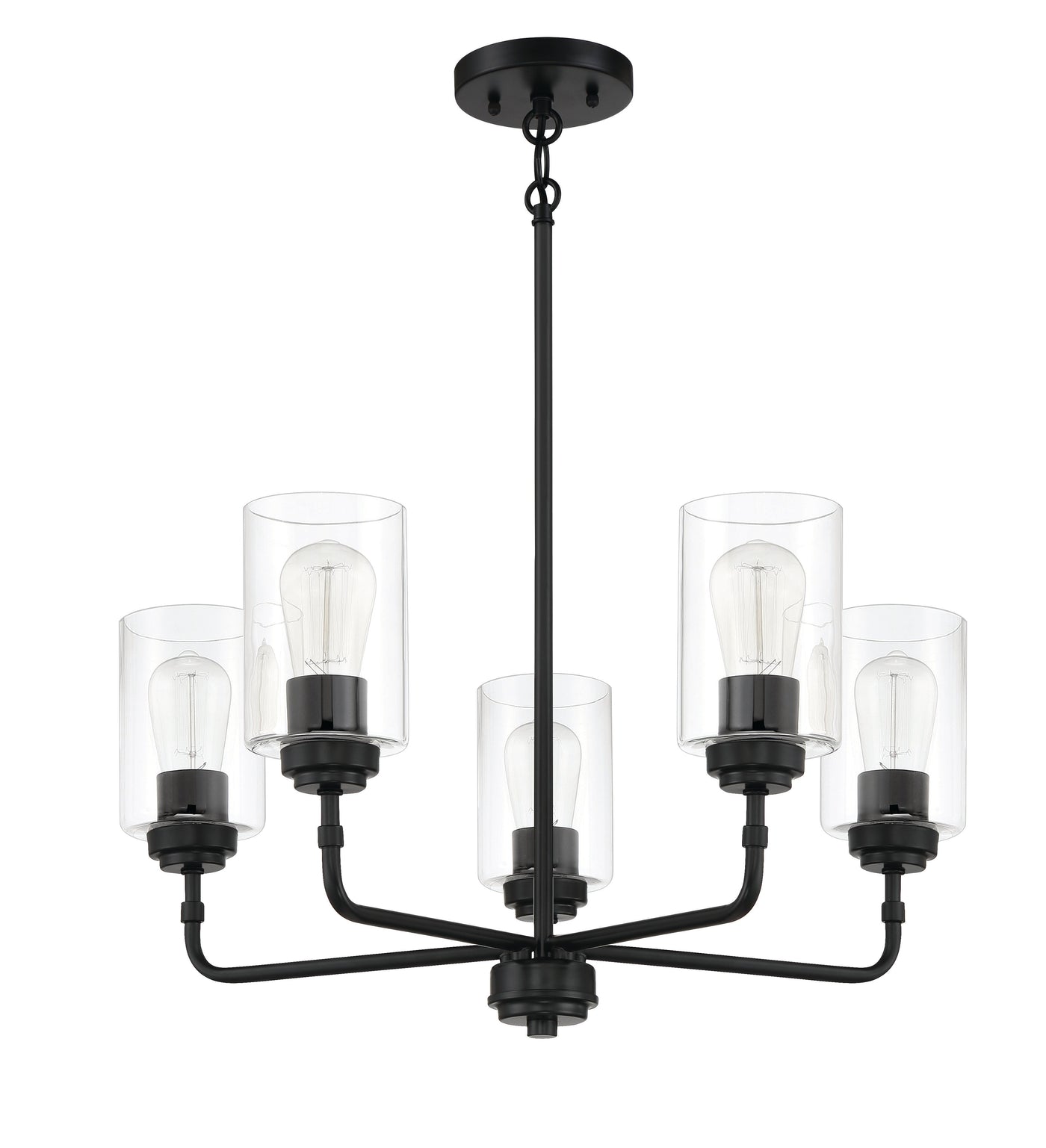 ##Antique Hardware## Stowe 5 Light Chandelier in Flat Black