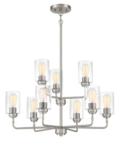 ##Antique Hardware## Stowe 9 Light Chandelier in Brushed Polished Nickel