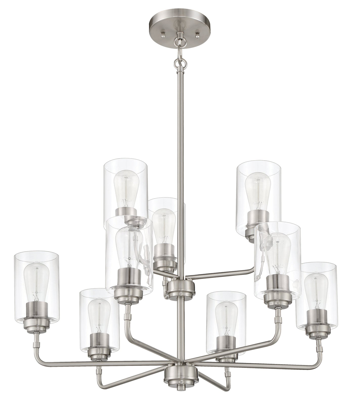 ##Antique Hardware## Stowe 9 Light Chandelier in Brushed Polished Nickel