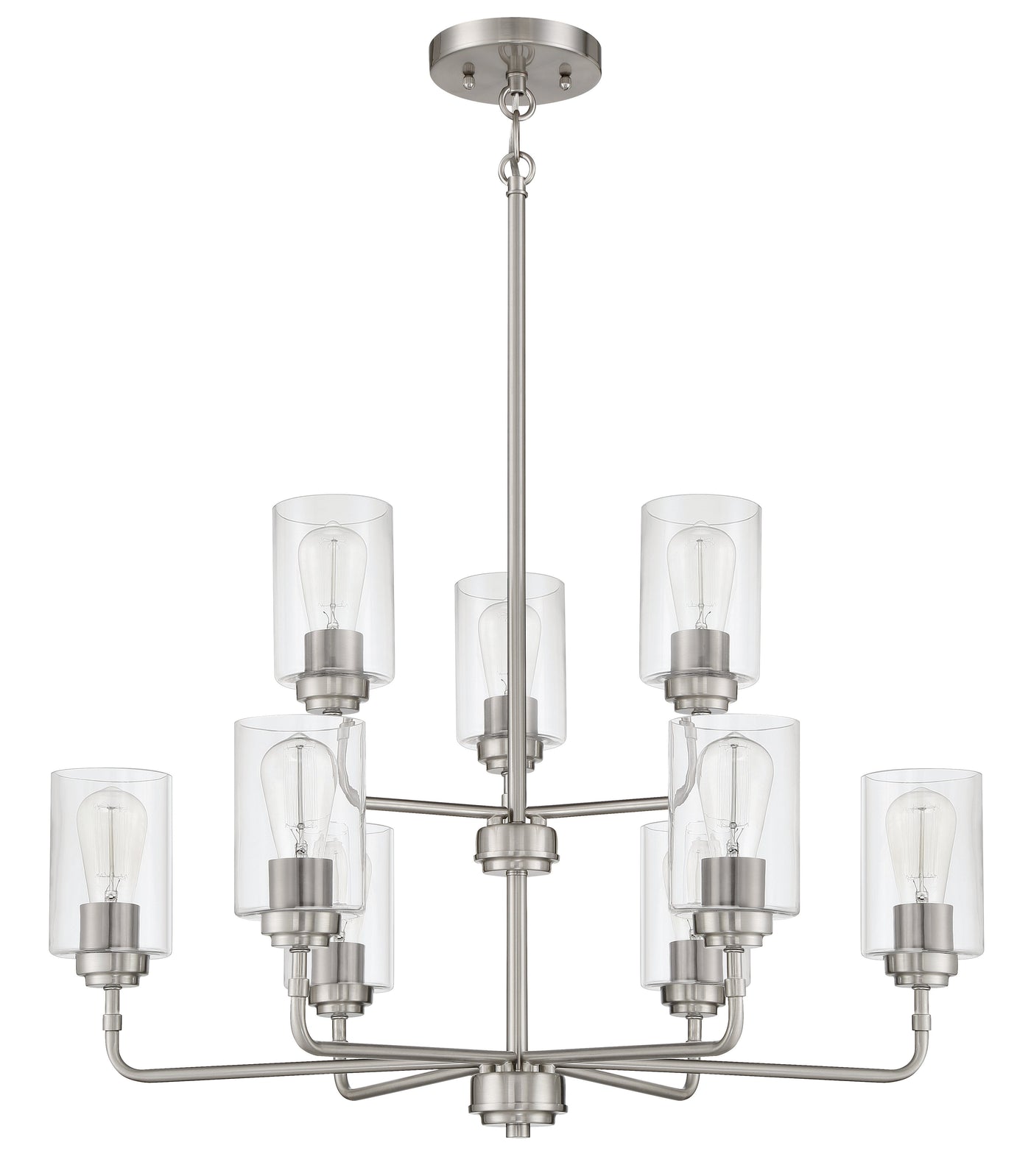 ##Antique Hardware## Stowe 9 Light Chandelier in Brushed Polished Nickel