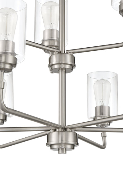 ##Antique Hardware## Stowe 9 Light Chandelier in Brushed Polished Nickel